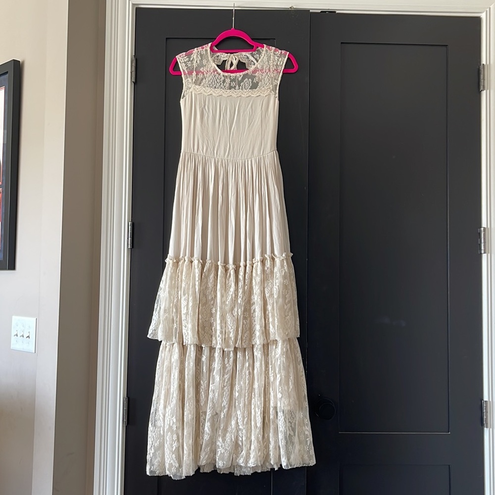 Girls Joyfolie Iris Cream Lace Maxi Dress NWT